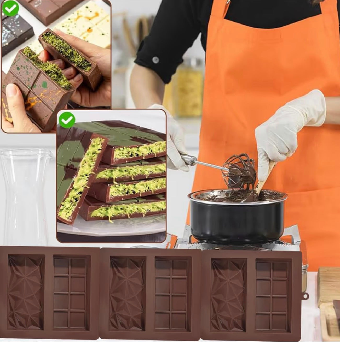 Deep silicone chocolate mould 3 pack.