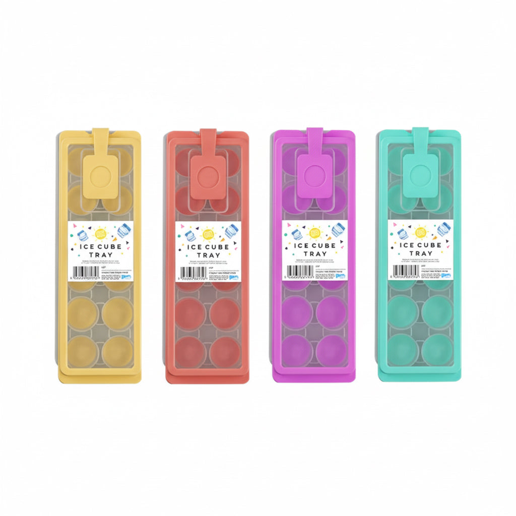 Ice cube tray with no-spill lid