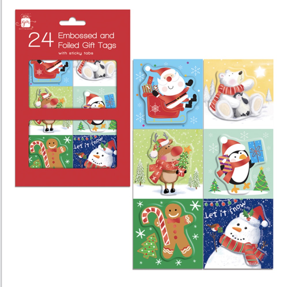 Christmas embossed & foiled gift tags 24 pack