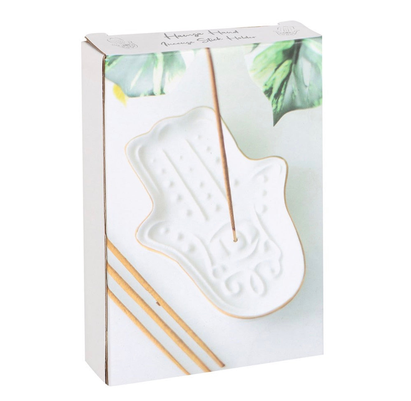 White hamsa hand incense stick holder
