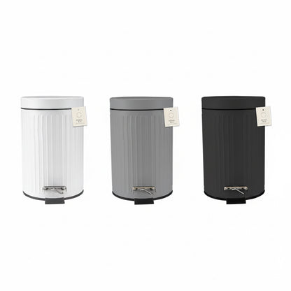 Ribbed metal pedal bin 3L