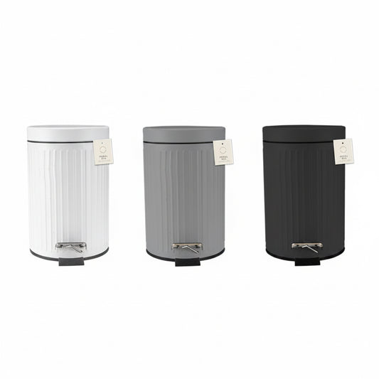 Ribbed metal pedal bin 3L