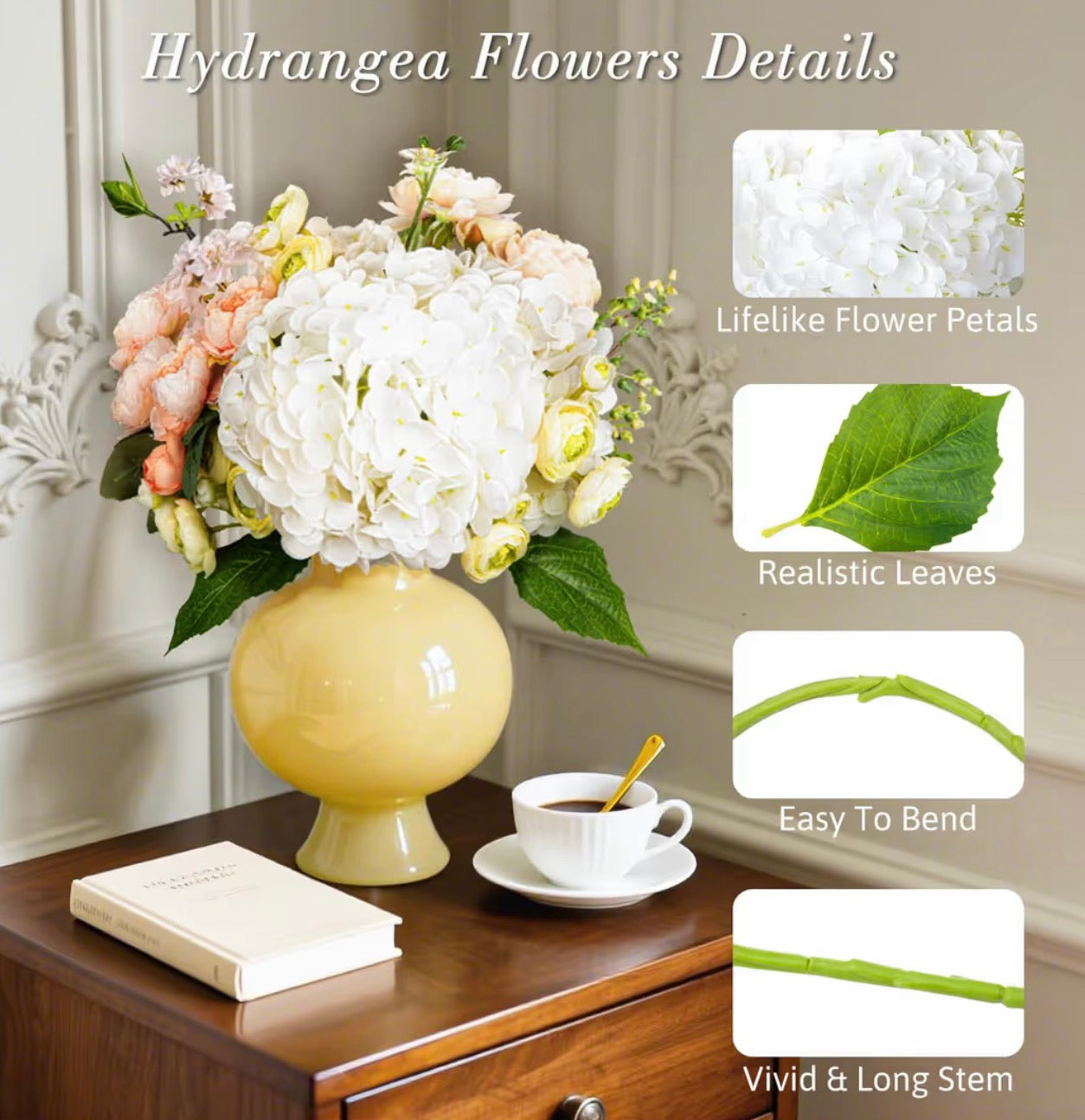 Artificial hydrangeas 3 pack.