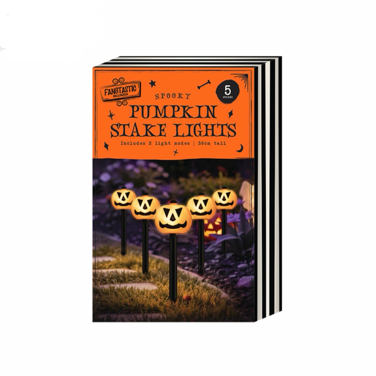 Halloween light up pumpkin stakes 5 pack
