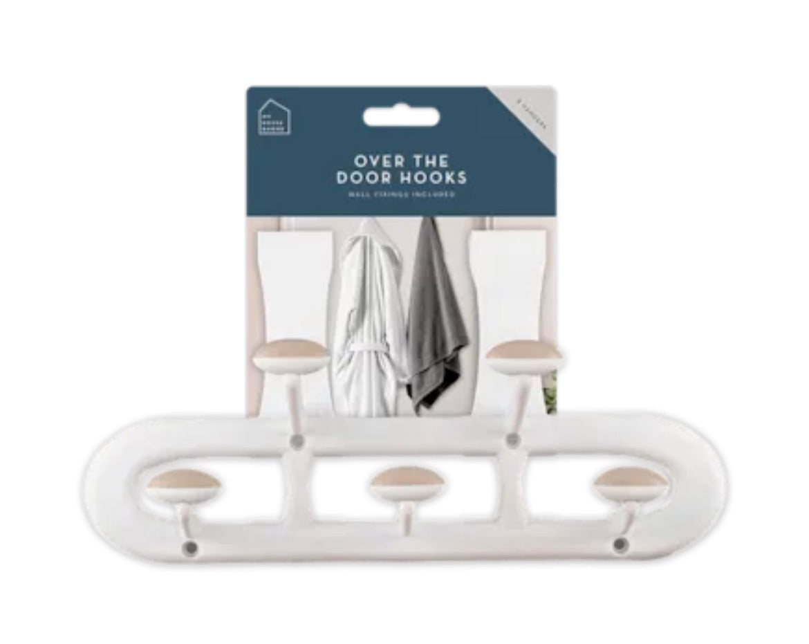 Non-slip over door hook with 5 hangers