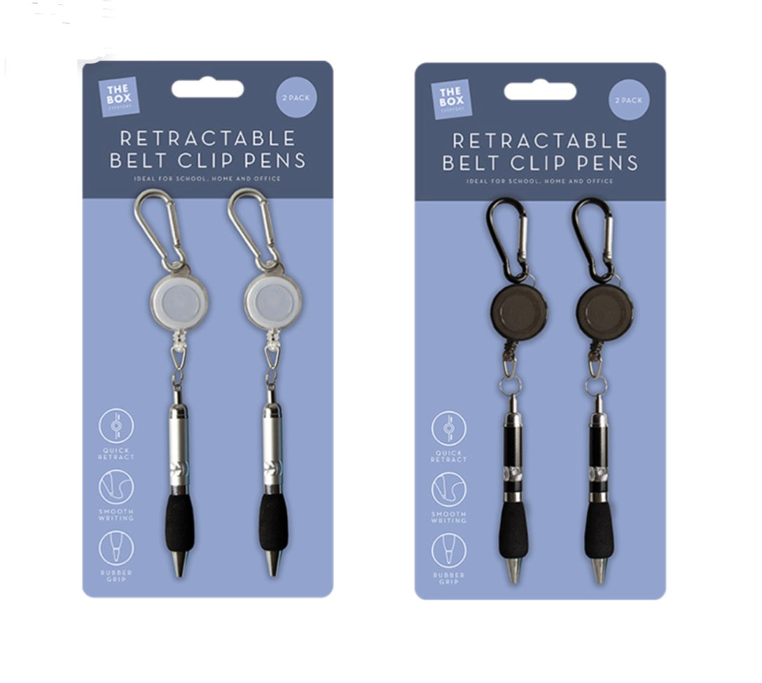 Retractable belt clip pens 2 pack