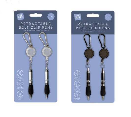 Retractable belt clip pens 2 pack