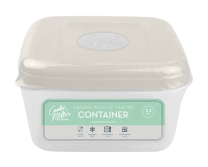 Vented square plastic container 2.1L