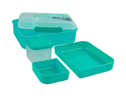 Sectioned double layer lunch box with sauce pot 1500ml