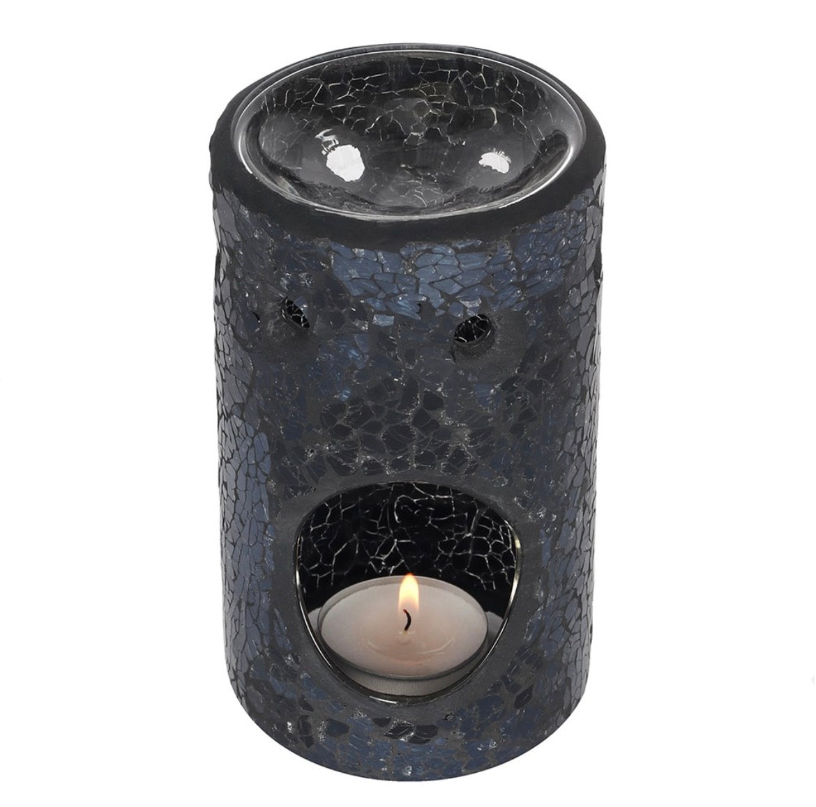 Black crackle pillar oil burner & wax warmer