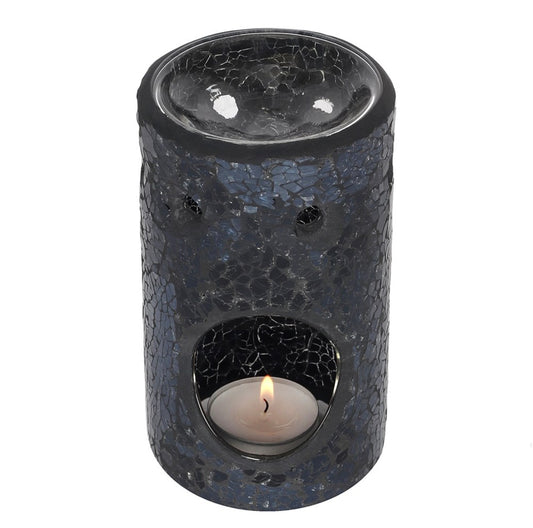 Black crackle pillar oil burner & wax warmer