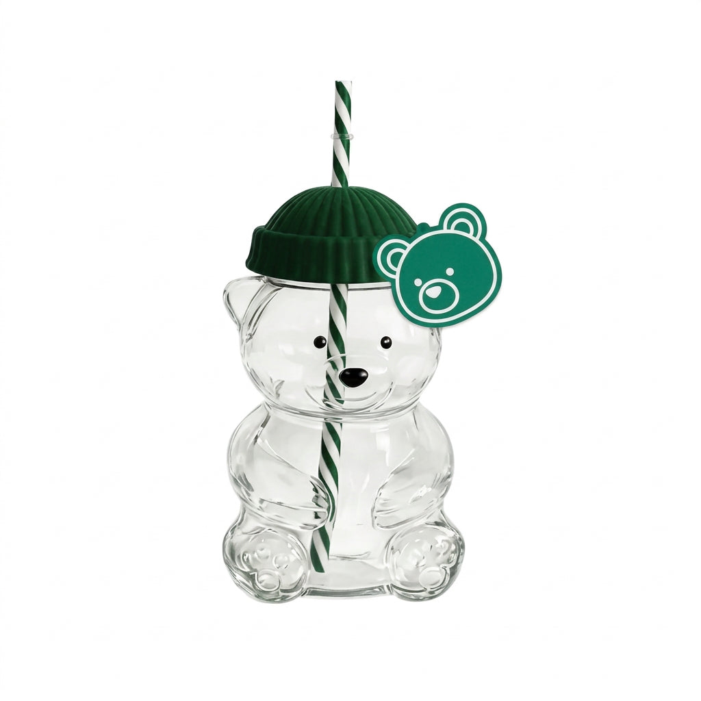 Bear cup with straw 500ml - green