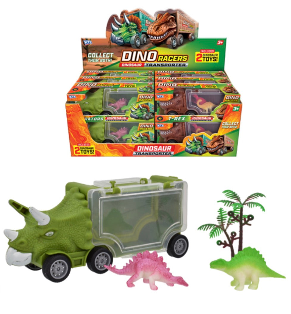 Dino racer transporter vehicle play set