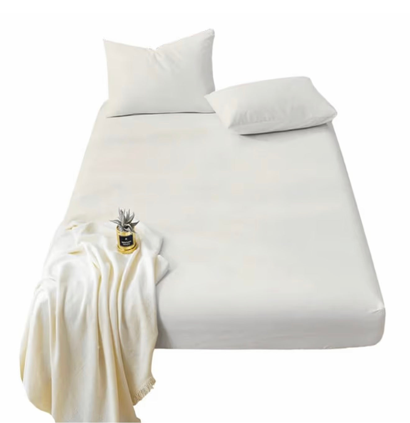 Super King white deep pocket fitted sheet.