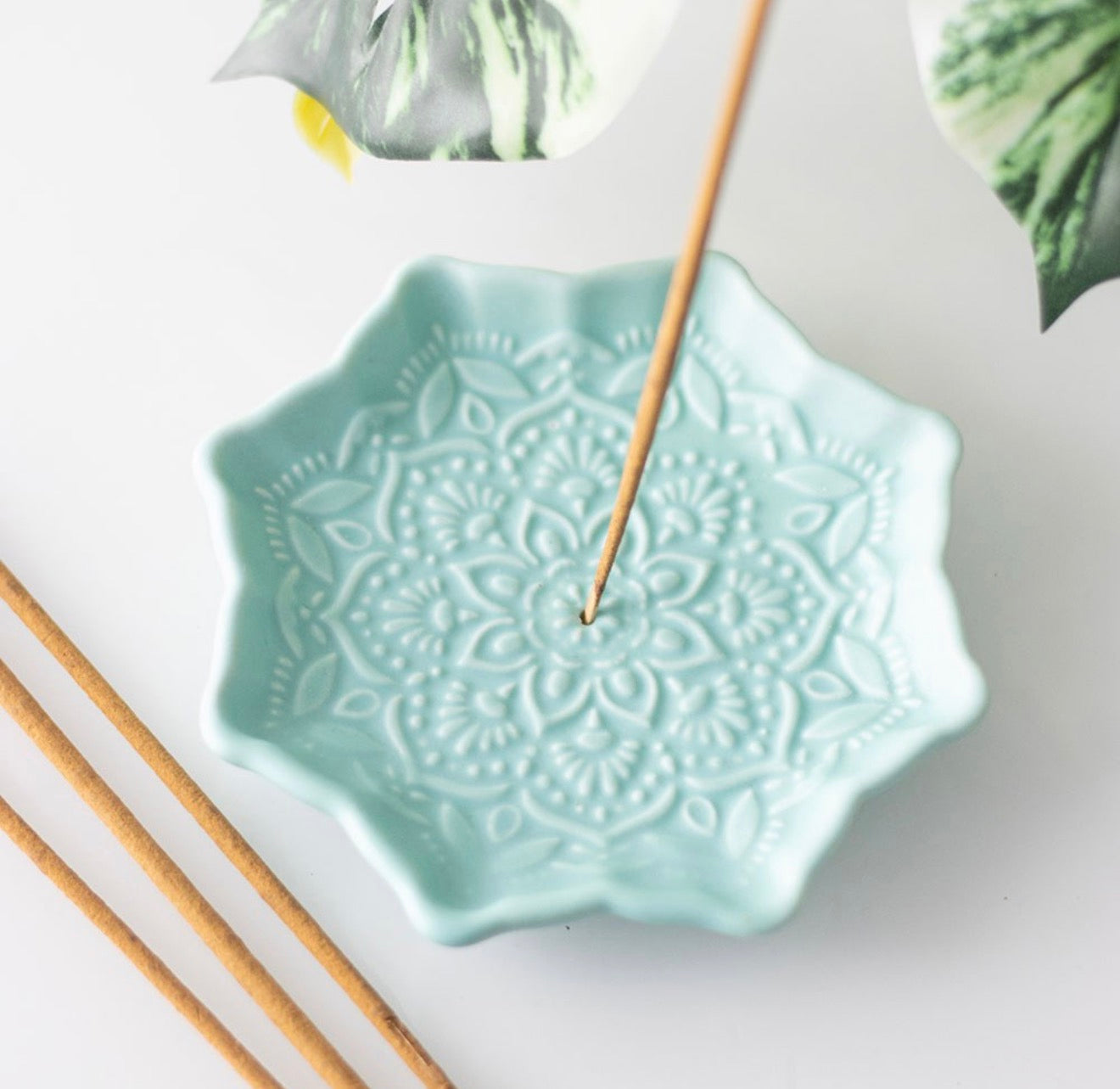 Blue mandala incense stick holder