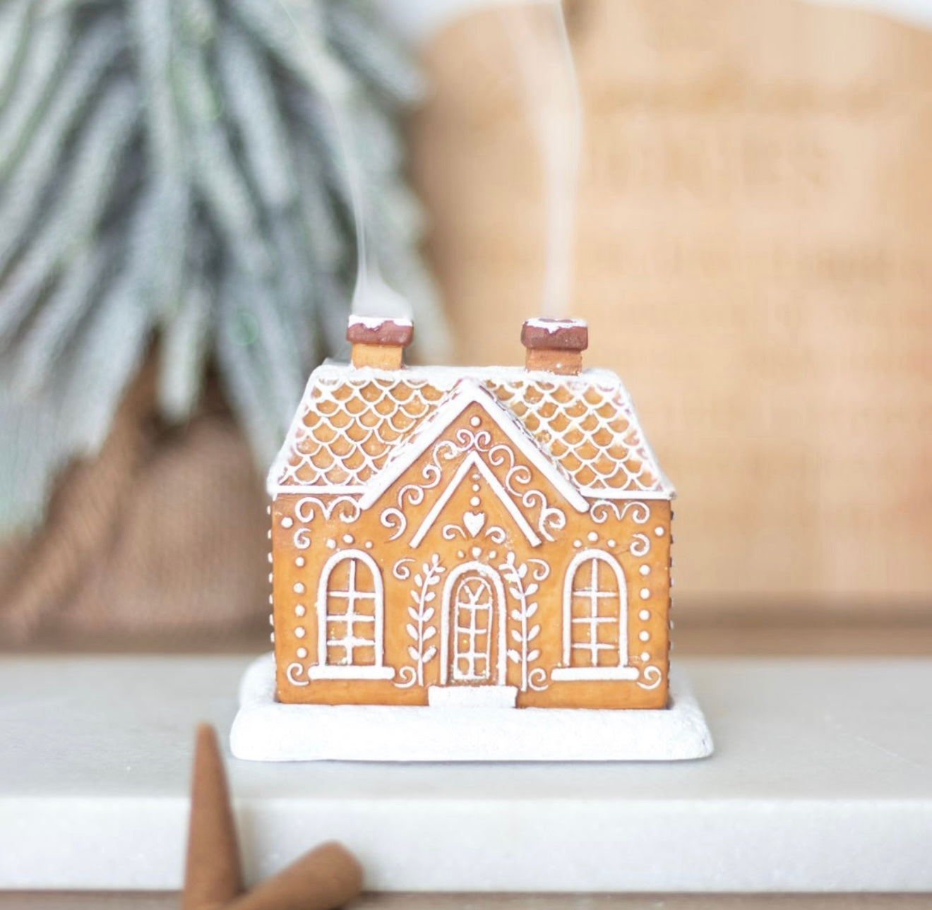 Gingerbread incense cone burner