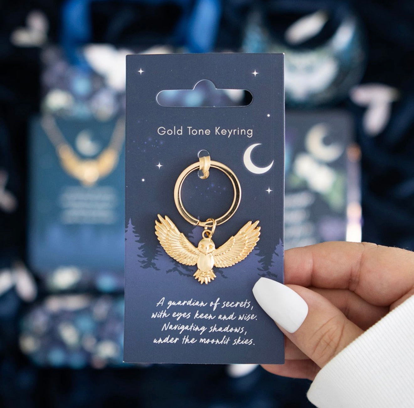 Night owl metal keyring