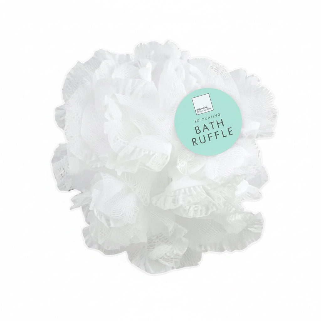 Exfoliating white bath ruffle