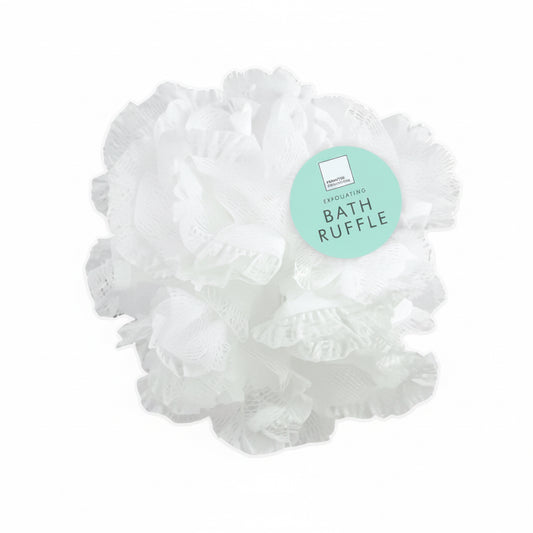 Exfoliating white bath ruffle
