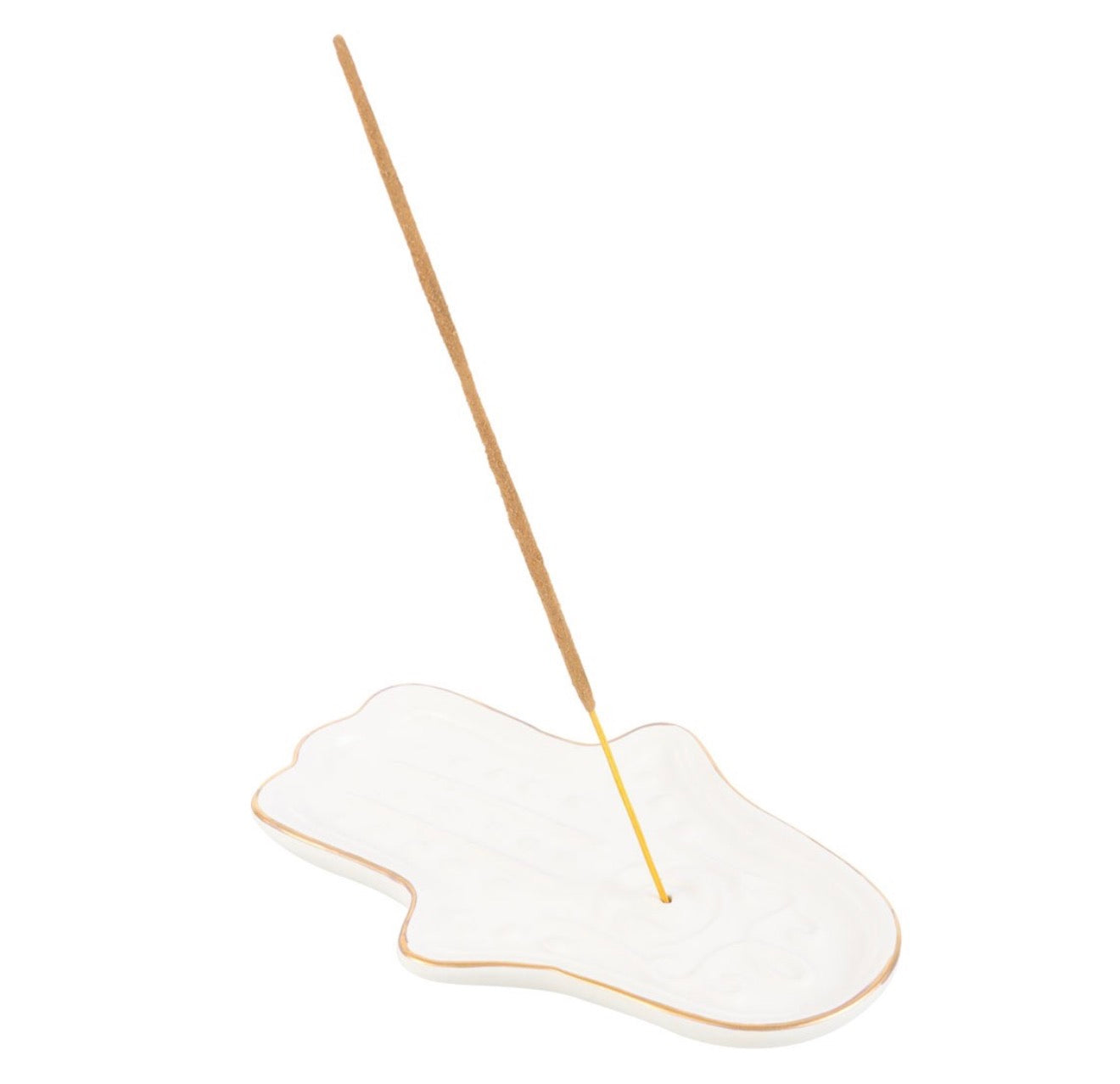 White hamsa hand incense stick holder