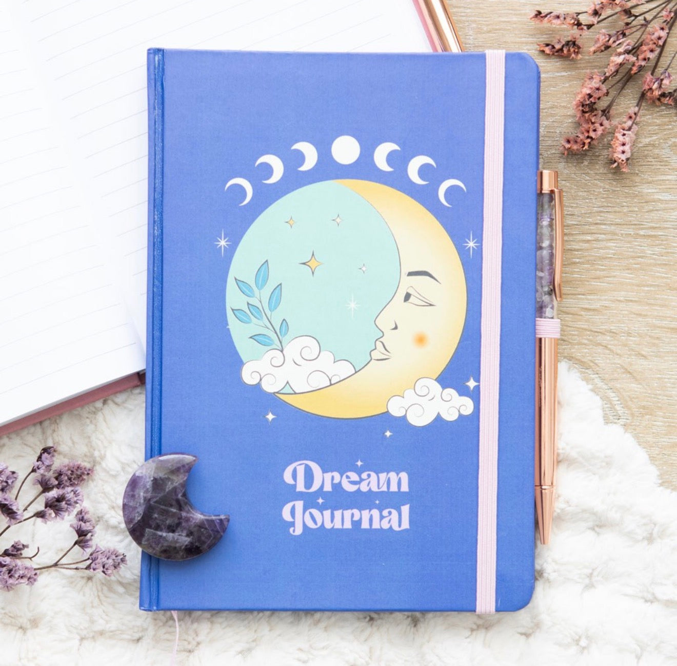 The moon dream journal with amethyst pen