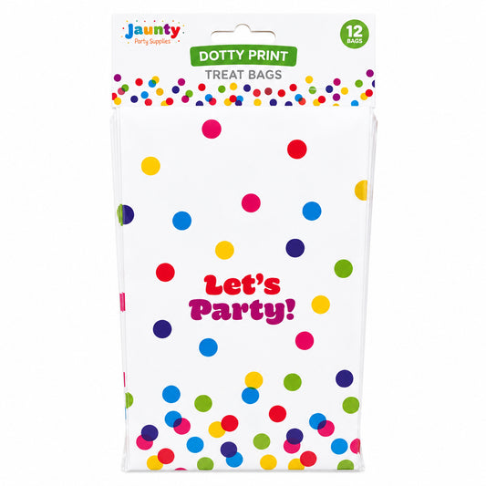 Confetti print paper treat bags 12 pack