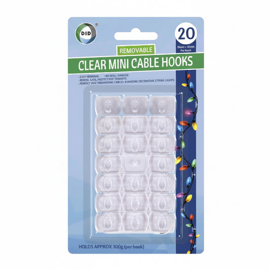 Clear mini cable hooks 20 pack