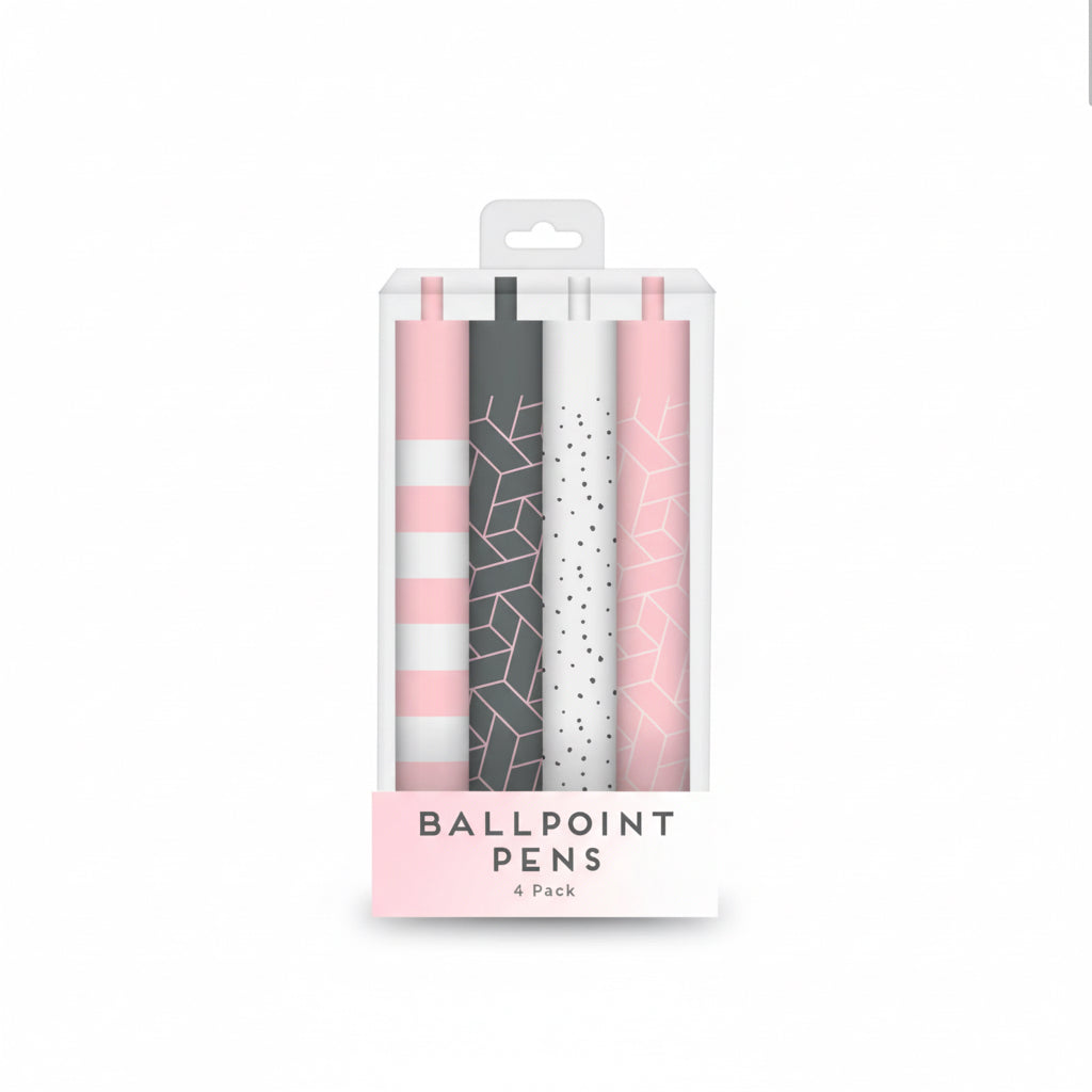 Printed ballpoint pens 4 pack