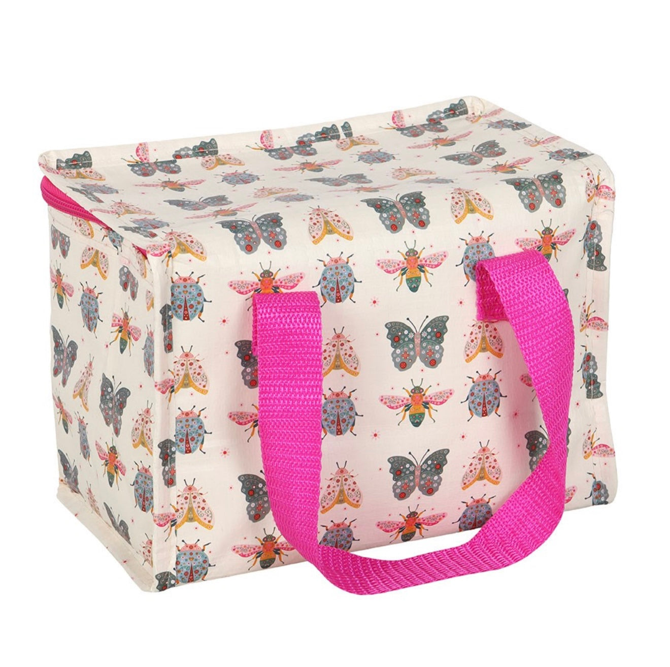 Floral bug print lunch bag