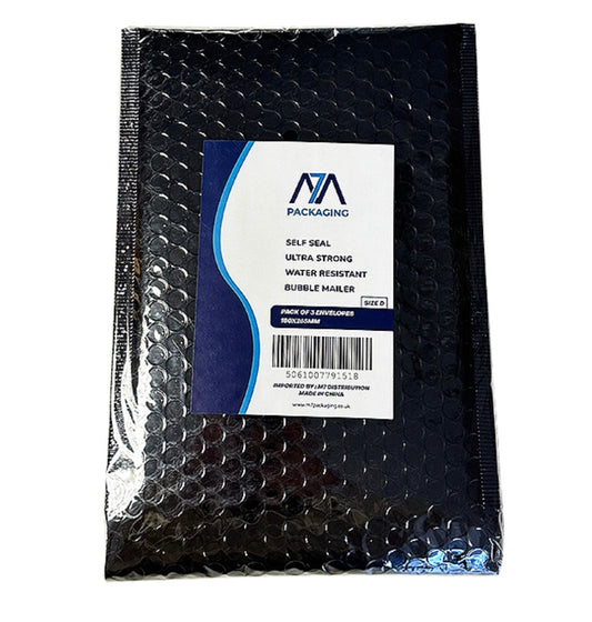 Black bubble water resistant mailing bags 3 pack - side D 180x265mm