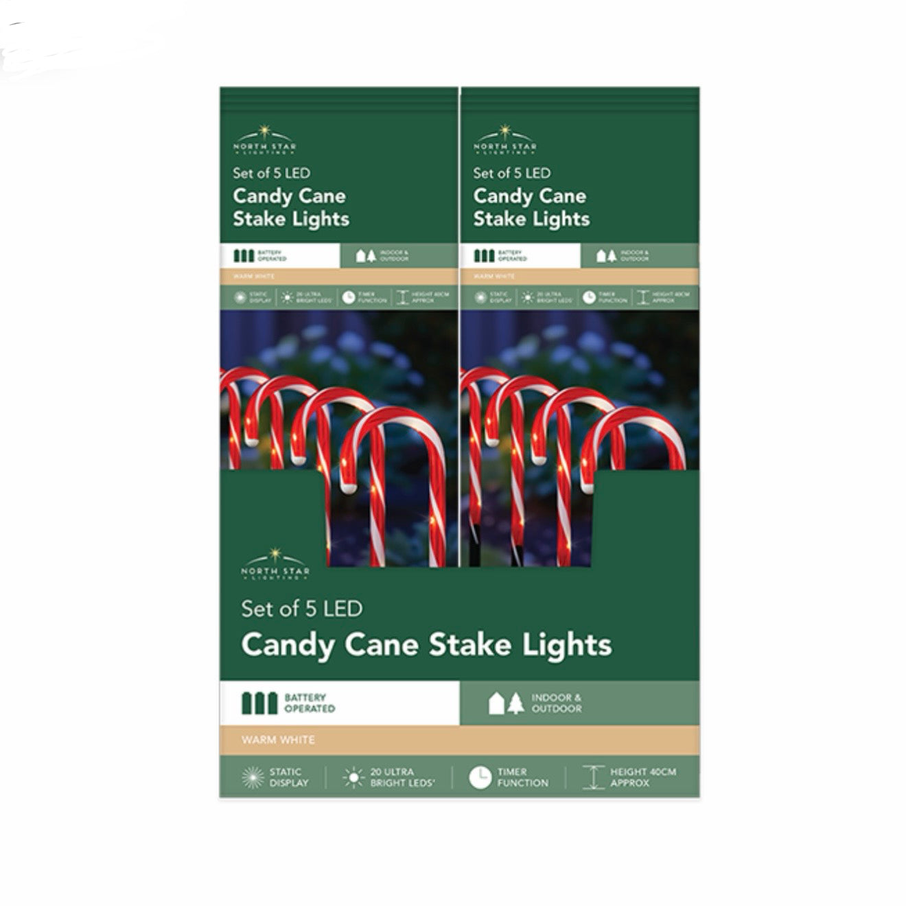 LED battery operated candy cane stake lights 5 pack
