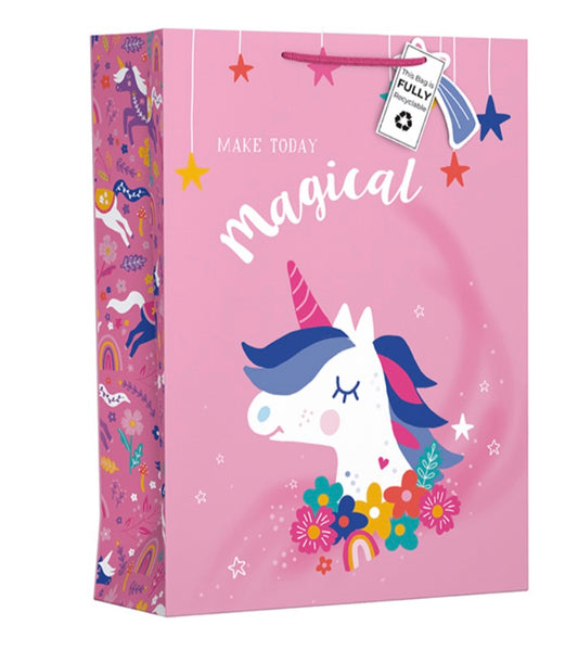 XL gift bag - pink magical unicorn