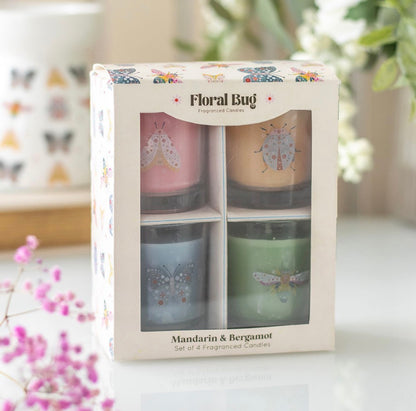 Floral bug mandarin & bergamot candles 4 pack