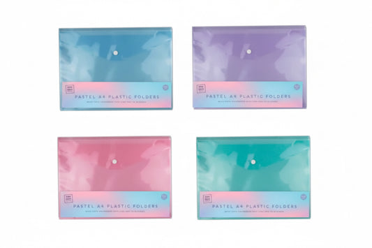 Pastel A4 plastic folders 4 pack
