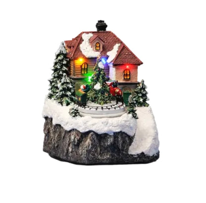 Light up rotating musical Christmas train and tree scene