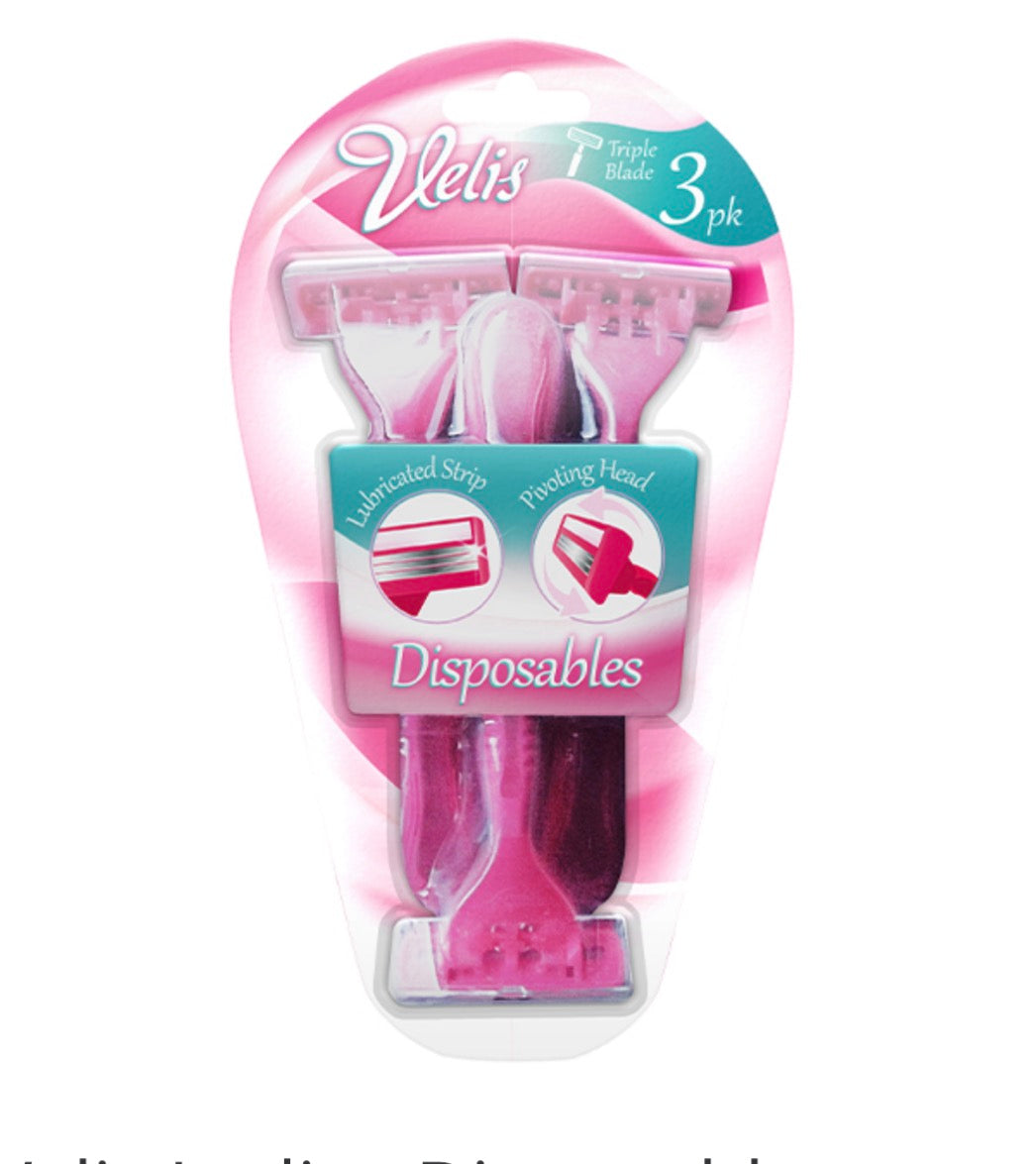 Velis ladies disposable triple blade ultra razors 3 pack