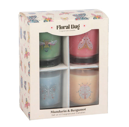 Floral bug mandarin & bergamot candles 4 pack