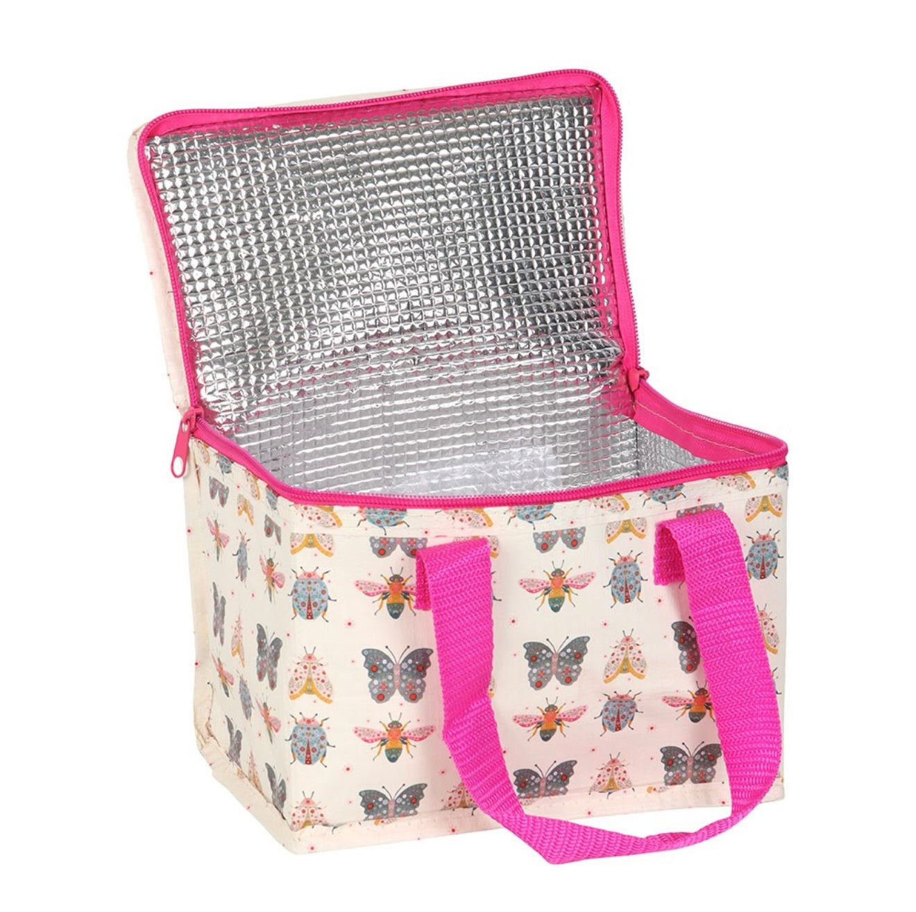 Floral bug print lunch bag