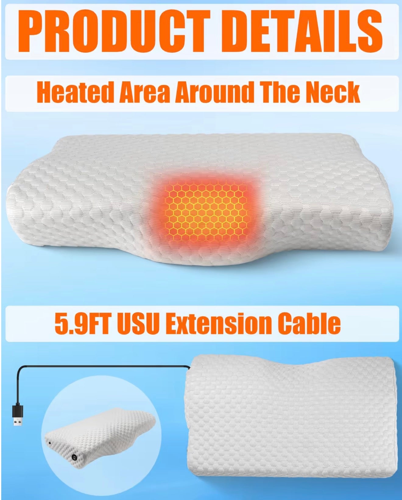 Heated memory foam pillow.