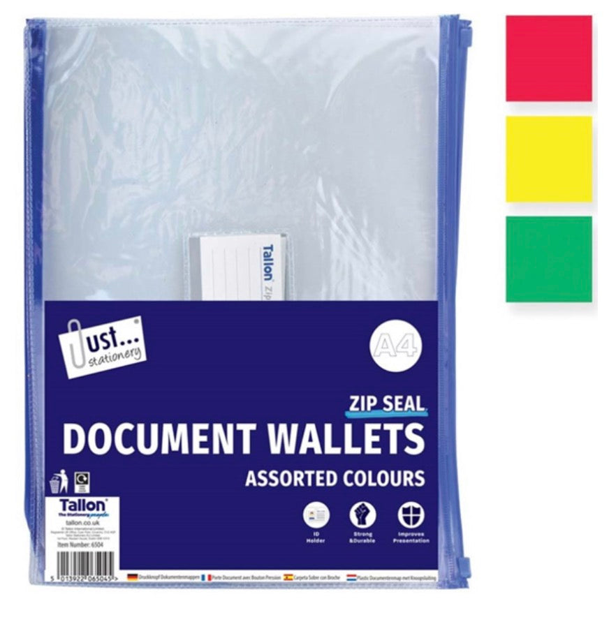 A4 zip-seal document wallets 2 pack
