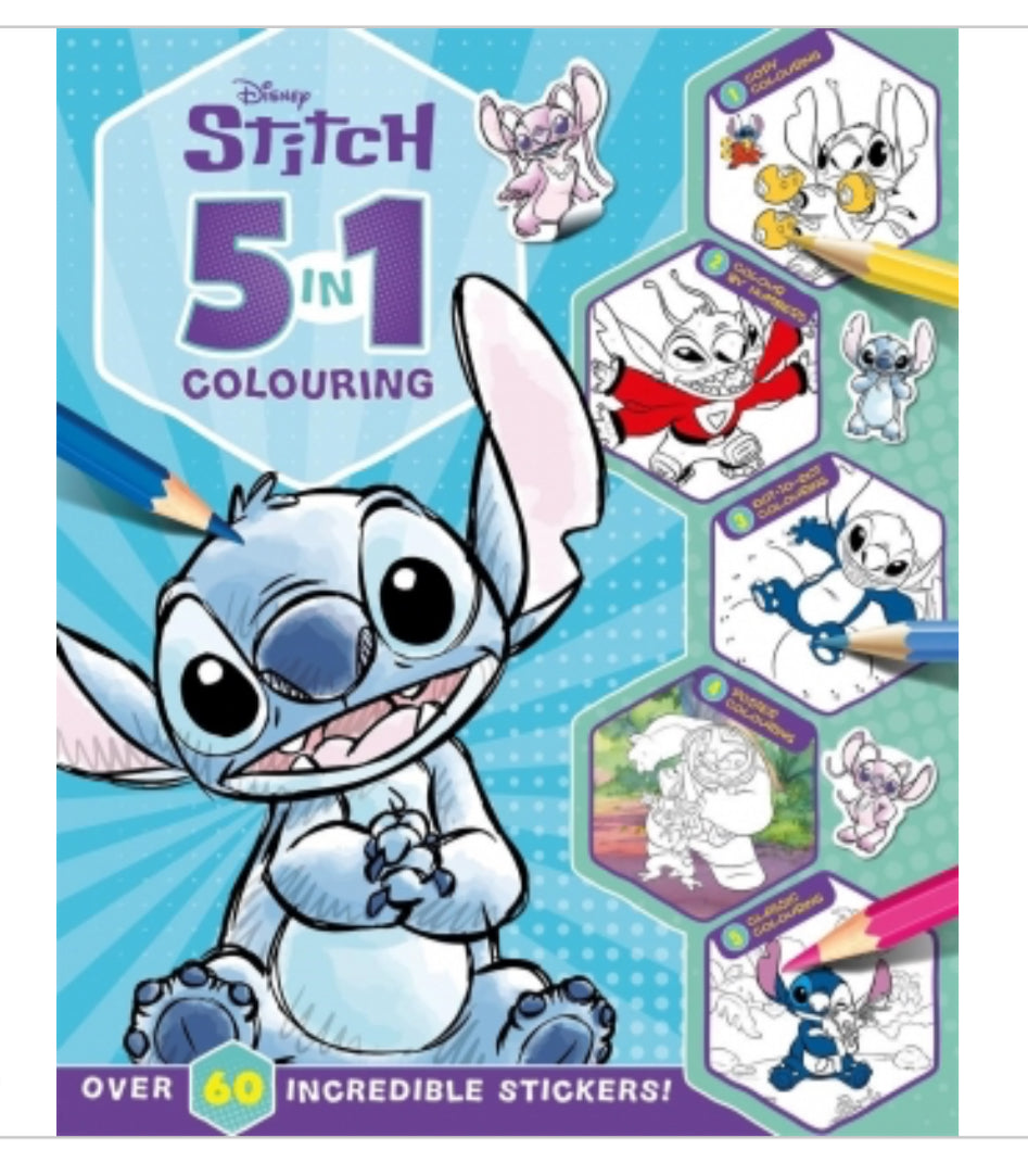 Disney stitch: 5 in 1 colouring