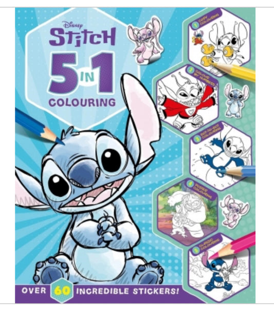 Disney stitch: 5 in 1 colouring