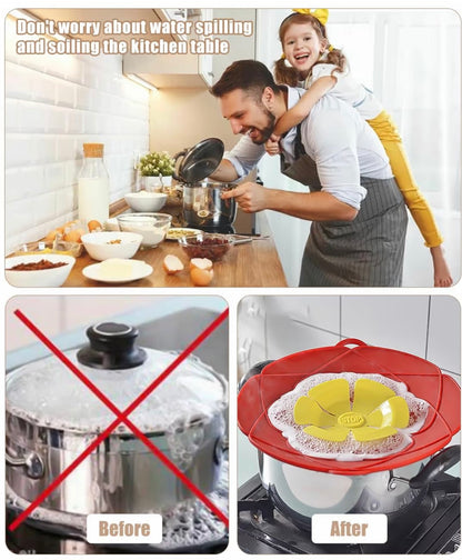 2-Piece silicone boil over spill stopper lid set with 3 pan protectors