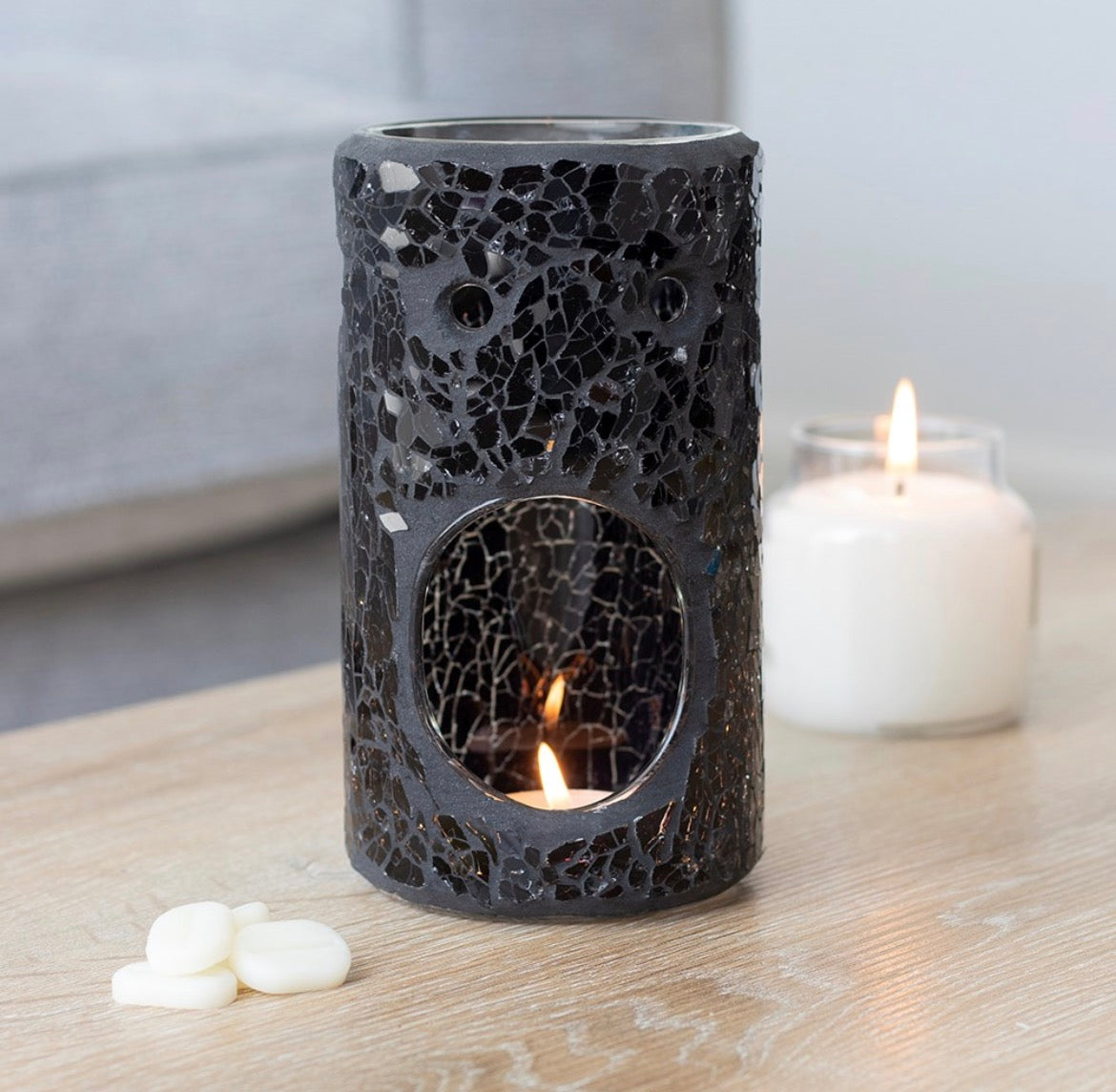Black crackle pillar oil burner & wax warmer