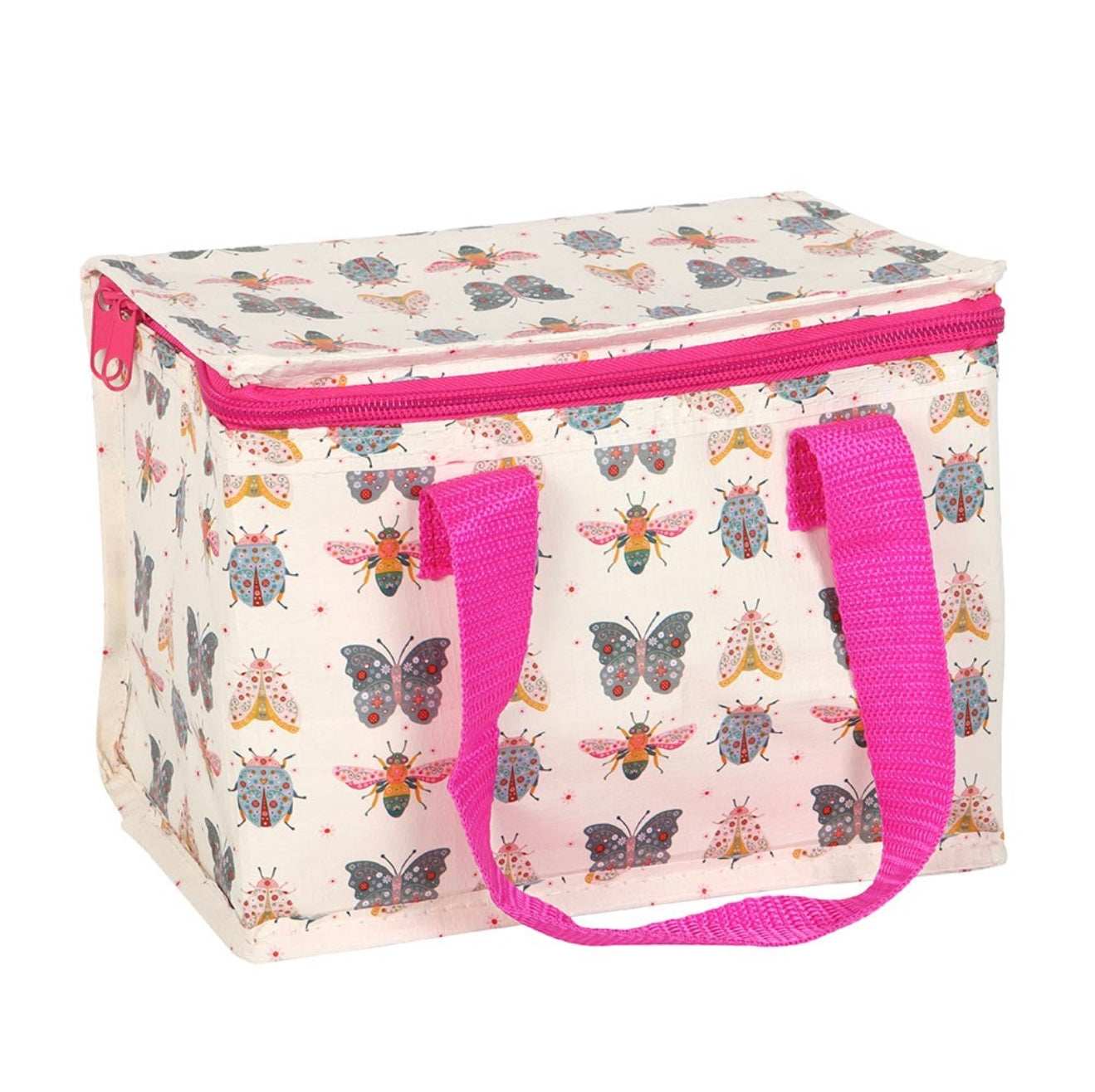 Floral bug print lunch bag