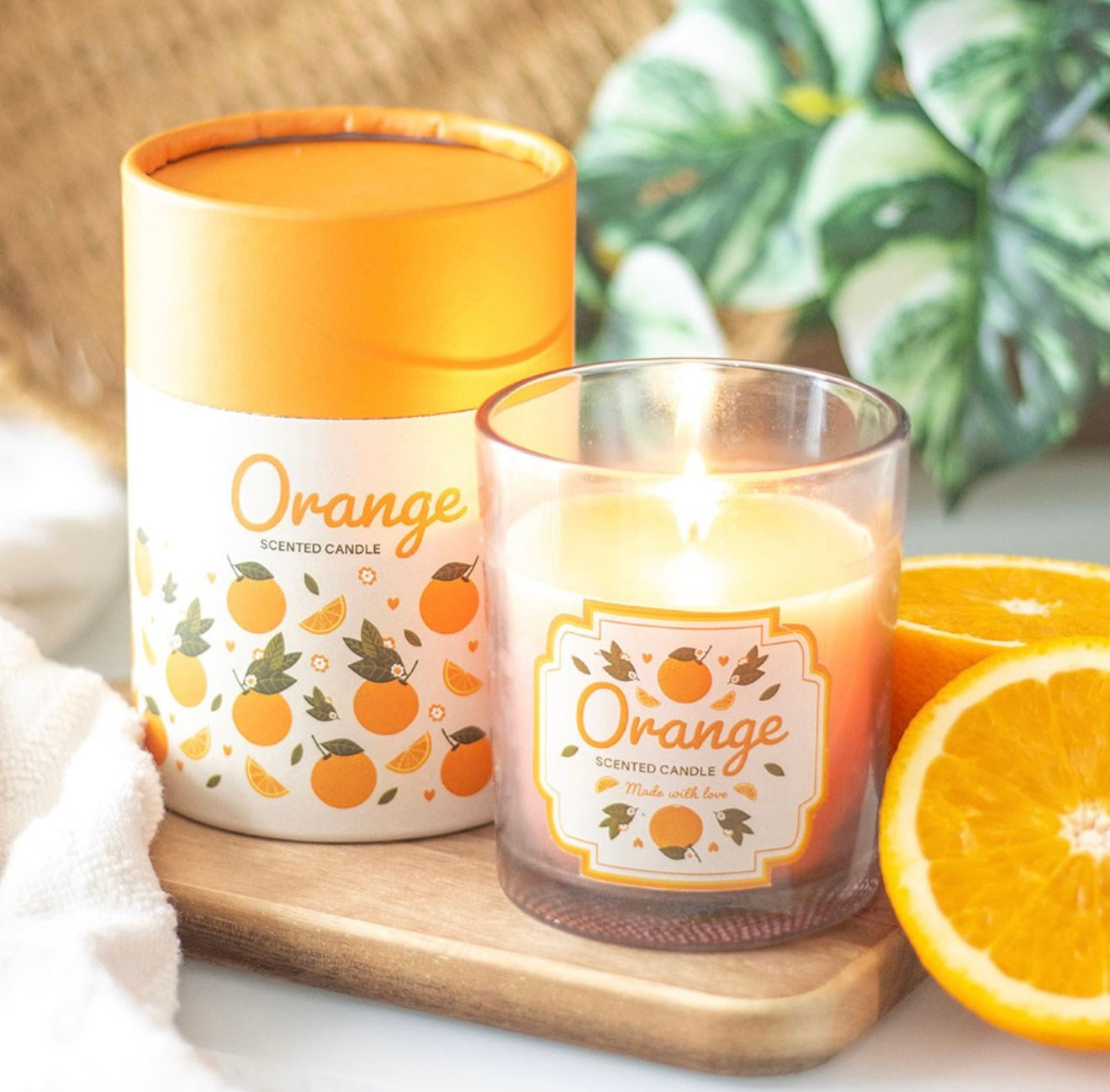Orange scented candle