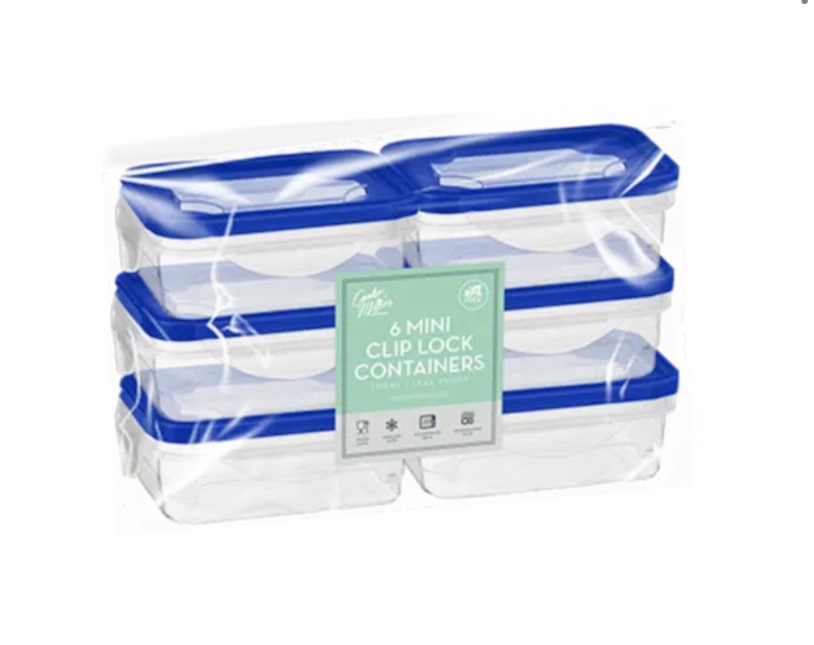 Rectangle clip lock container 200ml 6 pack
