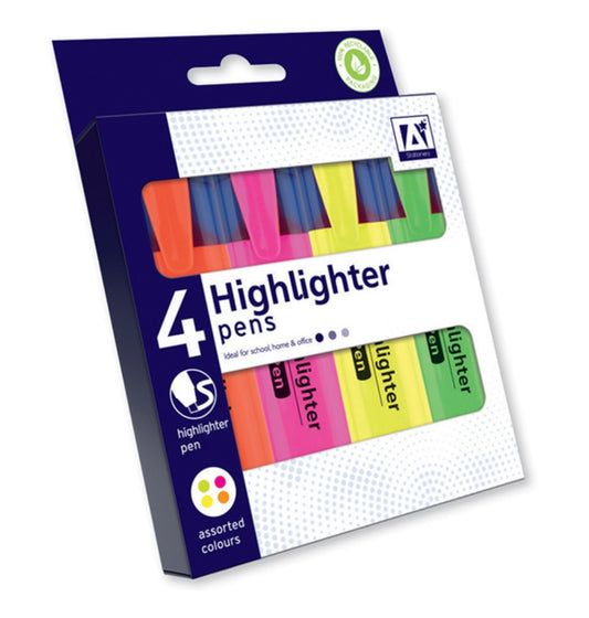 Highlighter pens - 4 pack neon