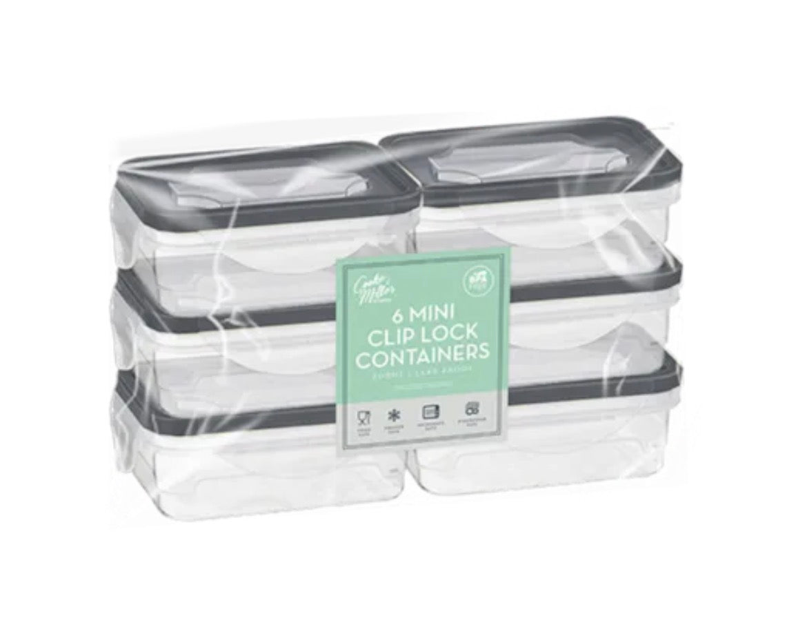 Rectangle clip lock container 200ml 6 pack