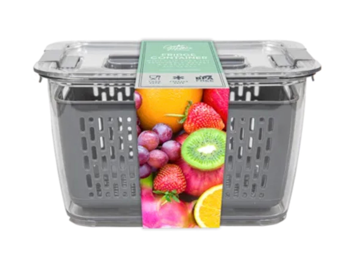 Fridge container with removable basket - large